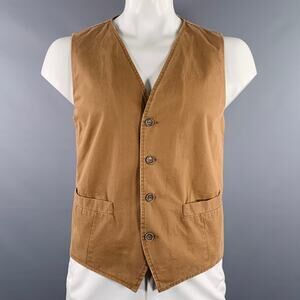 DANIELE ALESSANDRINI Size L Khaki Cotton Buttoned Vest